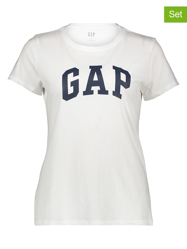 GAP 2er-Set: Shirts in Weiß/ Blau - XS