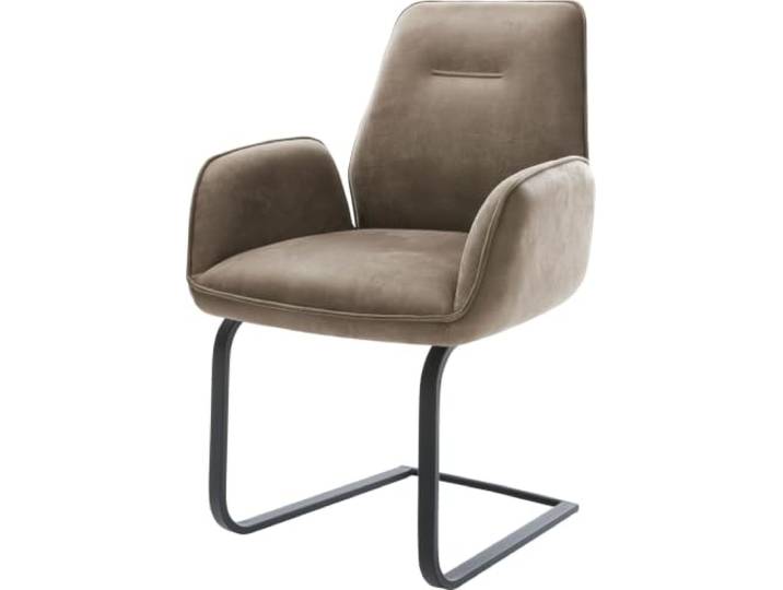 Schwingstuhl Zoa-Flex Freischwinger flach Schwarz Mikrofaser Taupe Vintage