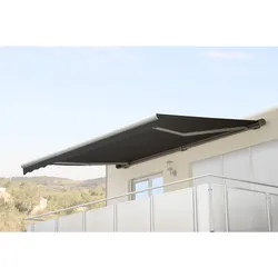 Elektrische Kassetten-Markise H124, Vollkassette Volant 5x3m ~ Polyester Anthrazit