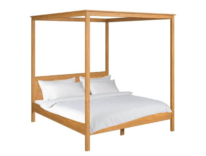 Massives Himmelbett 180 x 200cm Massivholz Kiefer, gewachst Braun/Kiefer Kiefer