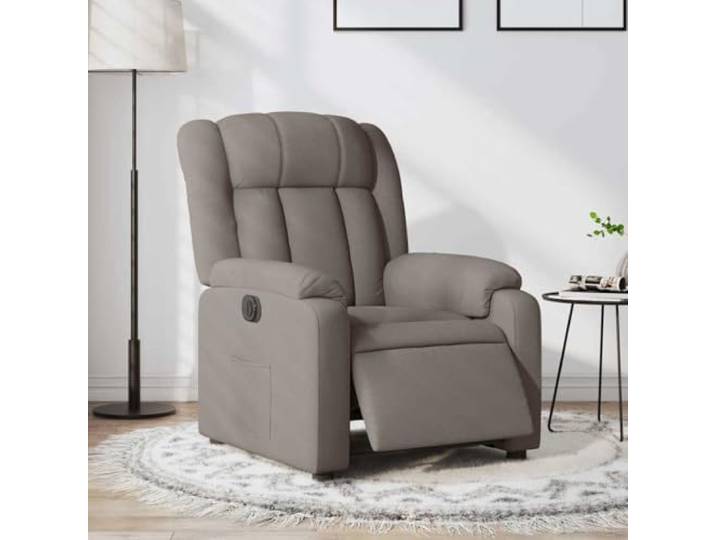 HEFZGDB Elektrischer Relaxsessel Taupe Stoff mit automatischer Liegefunktion bis 135 Grad und praktischer Seitentasche Stabilität