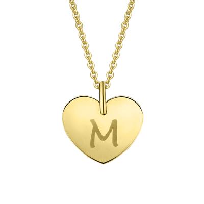 Kette mit Anhänger ONE ELEMENT "Herz mit Gravur M Buchstaben Anhänger aus 333 Gelbgold", gold, Halsketten, Damen, Gelbgold 333 Gold, Gelbgold 333, Gold, Ein Geschenk von Herzen – zart, elegant & voller Symbolik