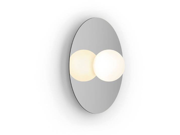 PABLO DESIGNS plafonnier BOLA DISC FLUSH 12 (Chrome - Acier et verre opalin)