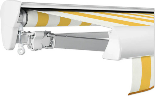 SOLUNA Halbkassettenmarkise Classic 6x2 Dessin S2015 Gestell E6EV1 silber eloxiert Antrieb links inkl. Kurbel