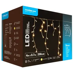 Modee | Weihnachtsbeleuchtung LED-Lichterkette | 4m und 70cm hoch | 200 Lichter mit 8 Lichtmodi | IP44 | Warmweißes Licht