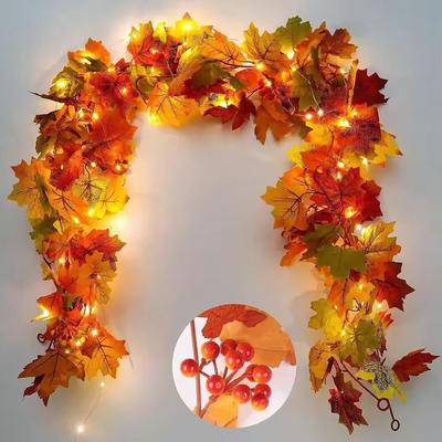Inspired Living Harvest Glow Maple & Fruit Vine Garland 7