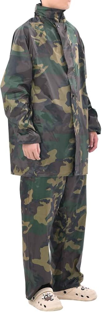 vidaXL Combinaison de pluie avec capuche 2 pcs Hommes Camouflage L