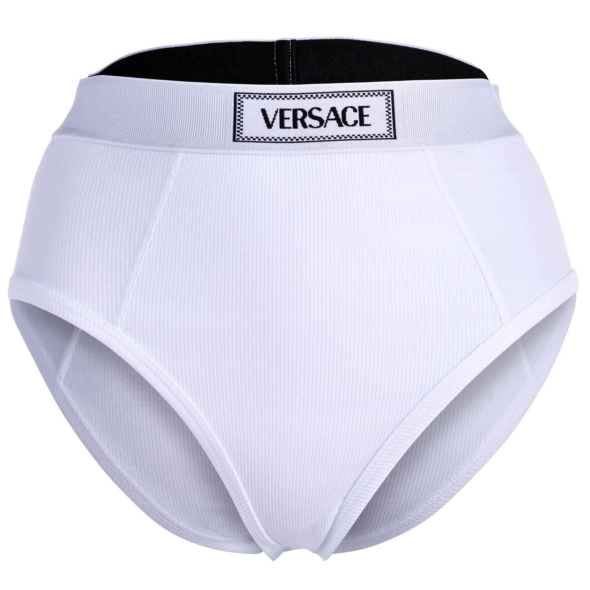 Versace Highleg Rib - Cotton Rib Elastic Canet Slip