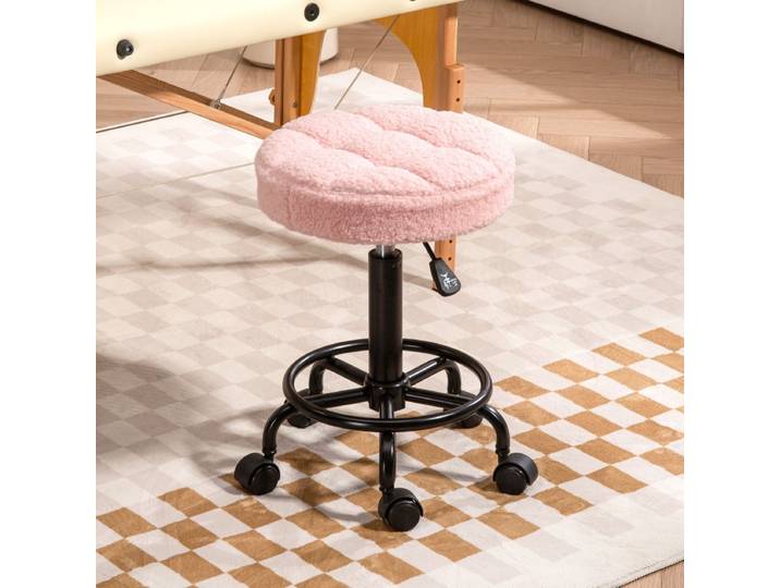 Chaise de bureau, tabouret pivotant à roulettes, hauteur réglable de 50 à 66 cm, 360° ° Tabouret rose pivotant, tabouret ergonomique à roulettes, idéal pour le bureau, le salon, le massage, le spa,