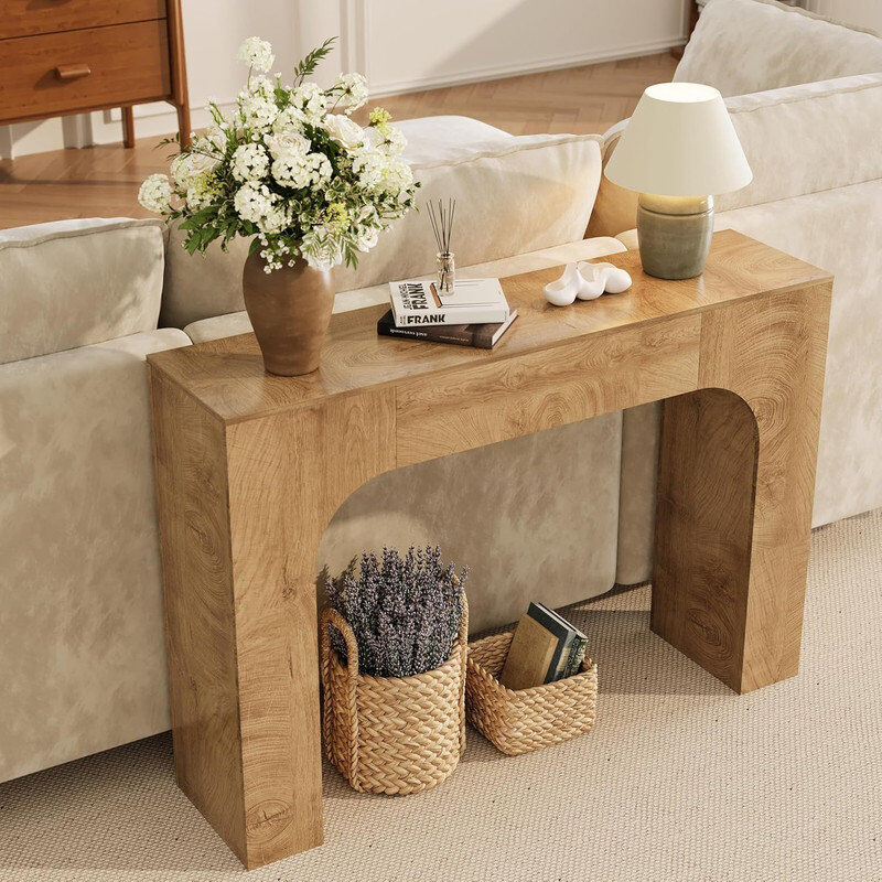 Alpen Home Console Table Oak Wood 83.5cm H x 120cm W x 30cm D