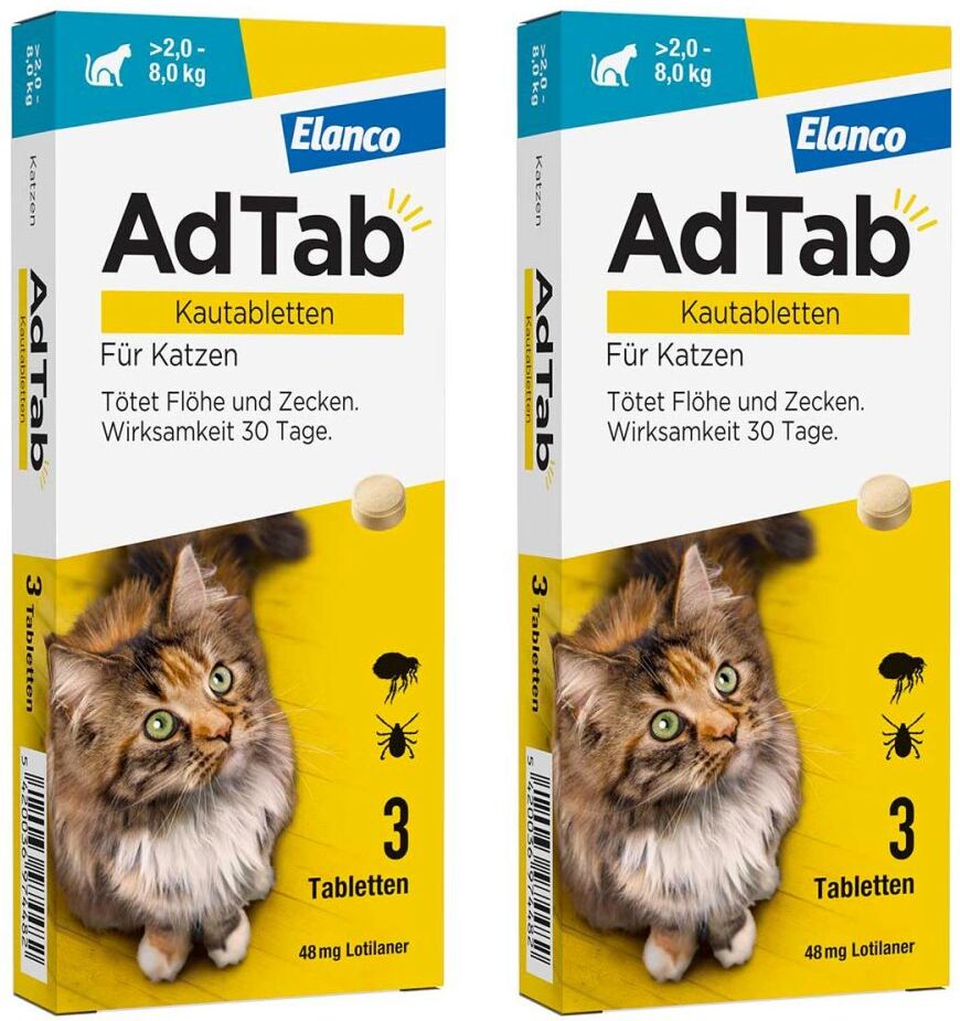 AdTab 48 Mg Kautabletten für Katzen >2-8 Kg 2x3stk