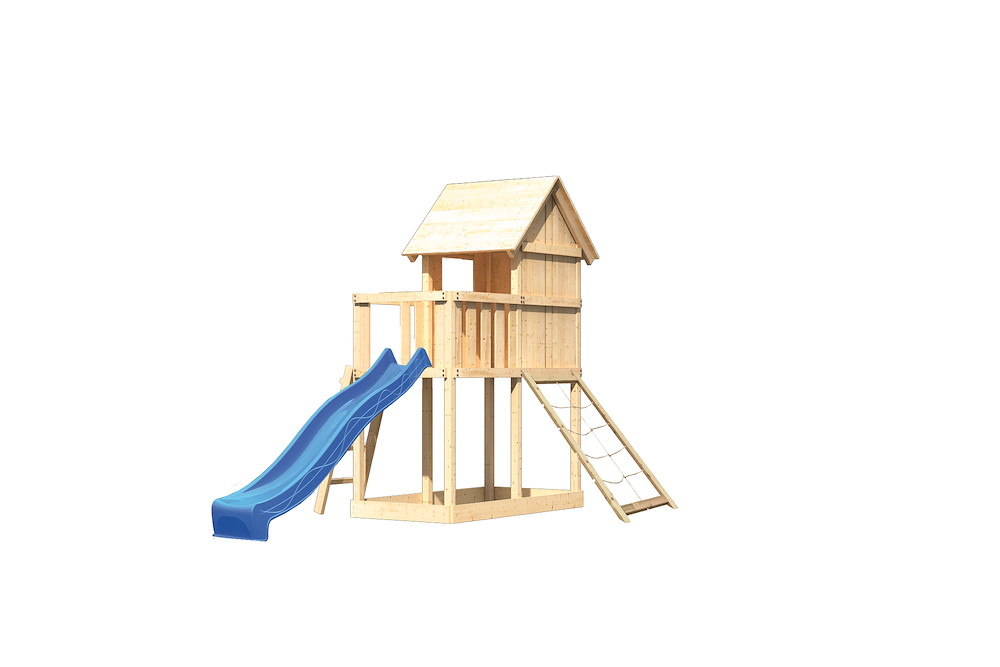 KARIBUHOLZT Akubi Stelzenhaus Frieda natur Rut. blau+Netzrampe 16937905