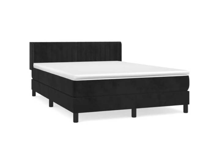 PUGYNBK Boxspringbett aus schwarzem Samt, 140 x 200 cm Verstellbares Kopfteil, Taschenfedern, mittlere Festigkeit, weicher Schutz, inkl. Handbuch