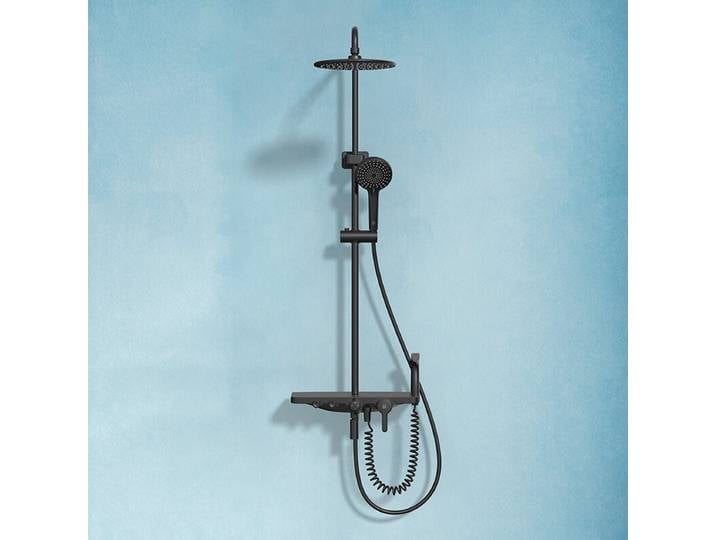 Diiib ensemble de pomme de douche facile à nettoyer grande buse de sortie pulvérisation supérieure bain rangement douche quatre fonctions élégant noir