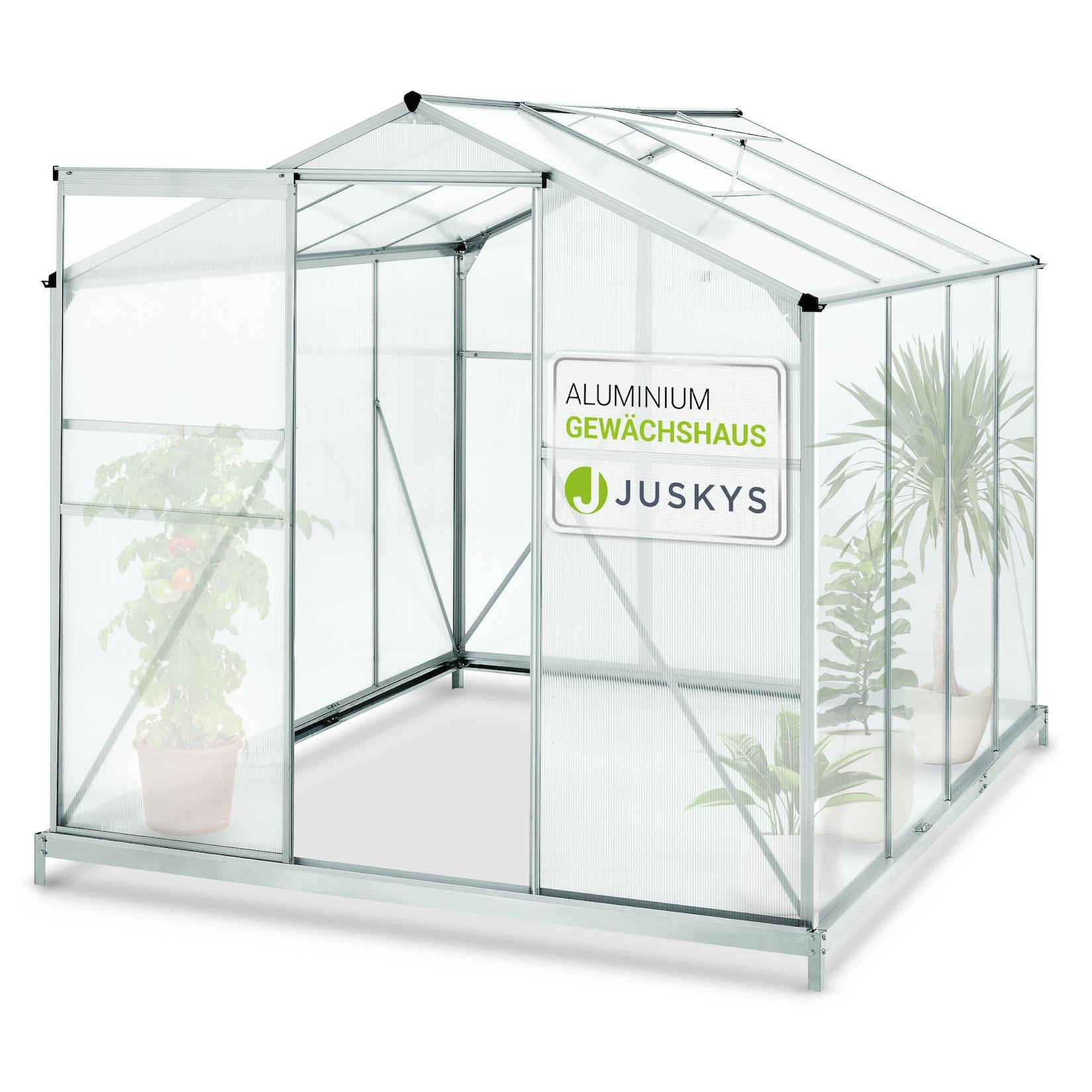 Juskys Aluminium Gewächshaus mit Fundament für Garten 4,75 qm 190 × 253 cm