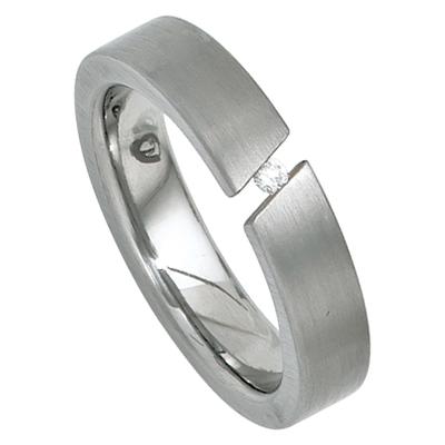 Diamantring JOBO Gr. 56, silber (edelstahlfarben), Fingerringe, Damen, 56, SI = kleine Einschlüsse, Diamanten Edelstahl, Diamanten, Edelstahl, Diamantring, Edelstahl mit Diamant 0,03 ct.