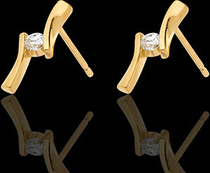 Edenly Ohrstecker Kostbarer Kokon - Diamantapostroph - Gelbgold - Diamant 0.1 K