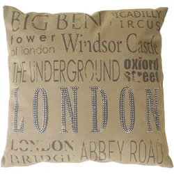 Deko-Kissen London, Sofakissen Zierkissen mit Füllung, braun Glitzersteine 45x45cm
