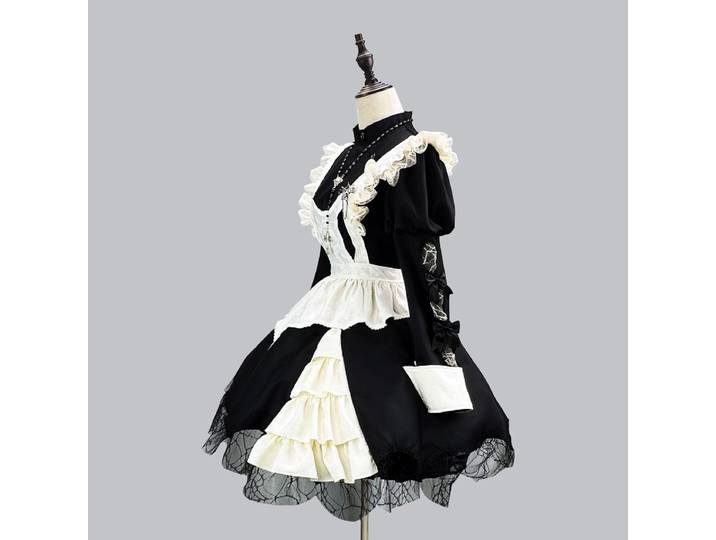 Robe de demoiselle d'honneur gothique noire, taille S-5XL, costume de cosplay d'Halloween, robe de fête vintage à manches bouffantes foncées