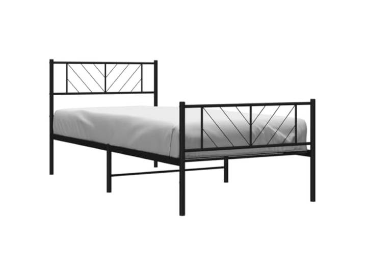 vidaXL Bettgestell mit Kopf- und Fußteil Metall Schwarz 100x200 cm