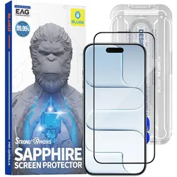 BlueO Sapphire Screen Protector with Applicator Pro (1 Stk., Apple iPhone Air), Smartphone Schutzfolie, Schwarz