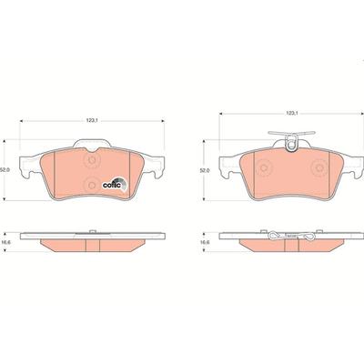 Trw Bremsbelagsatz, Scheibenbremse [Hersteller-Nr. GDB1621] für Nissan, Volvo, Peugeot, Mazda, Chevrolet, Saab, Jaguar, Opel, Citroën, Renault, Cadill