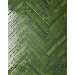 Ceramica Rondine Colors Green 4.8x45 cm Bodenfliese / Wandfliese Brick Glänzend Strukturiert Naturale
