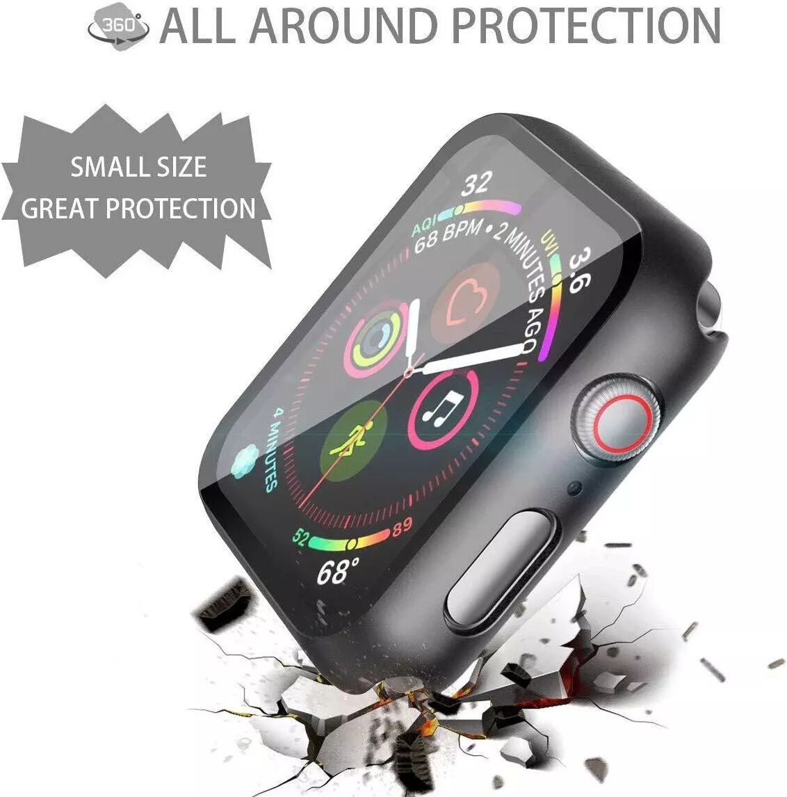 INF Schutzhülle Displayschutz Apple Watch 4/5/6 (44 mm) Apple Watch SE (44 mm) Schwarz