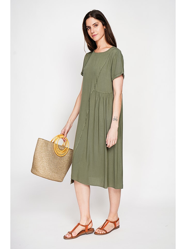 Le Jardin du Lin Kleid in Khaki - 38