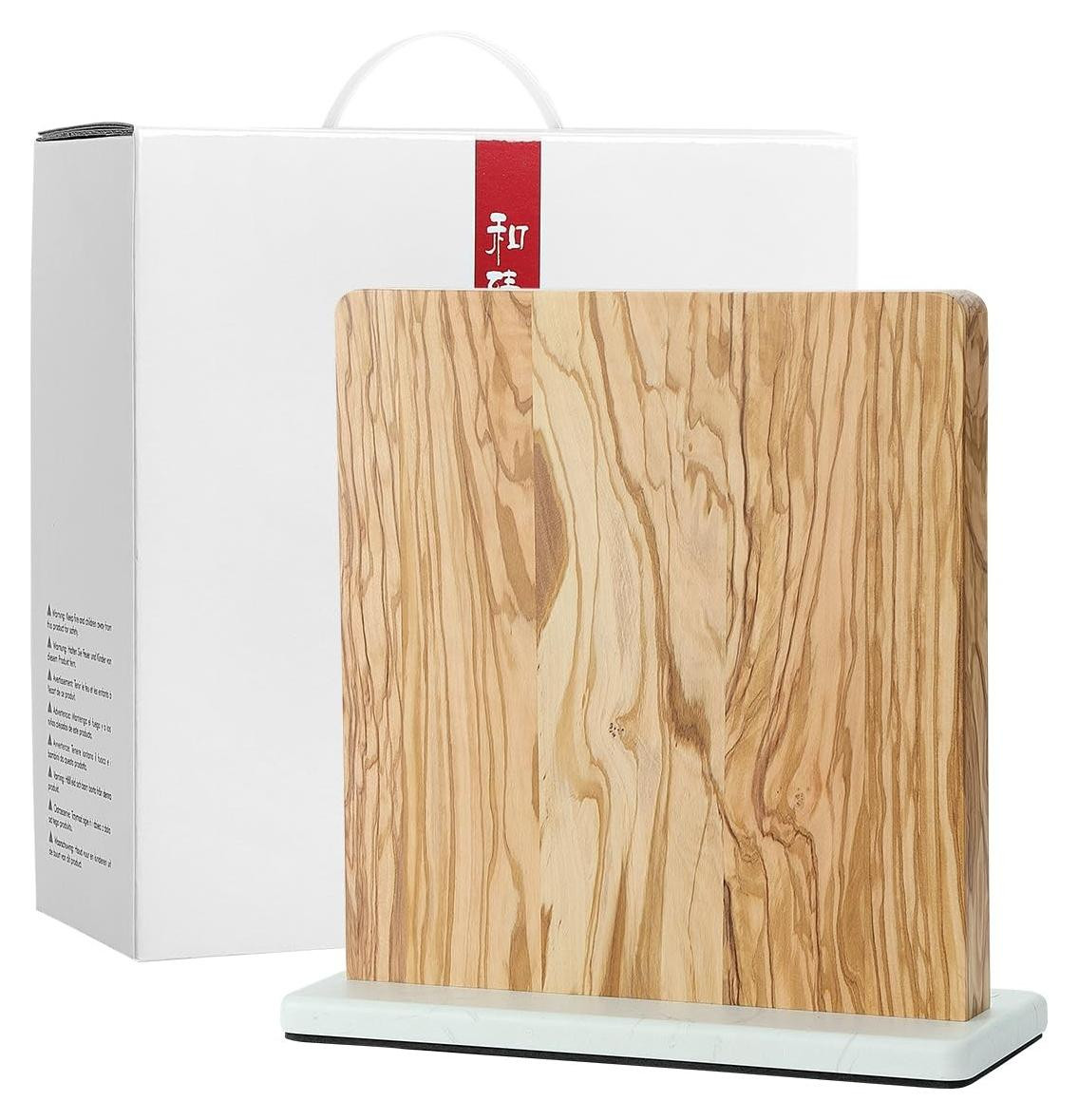 Dubbelzijdige Magnetische Messenset met Houten Olijvenhouder