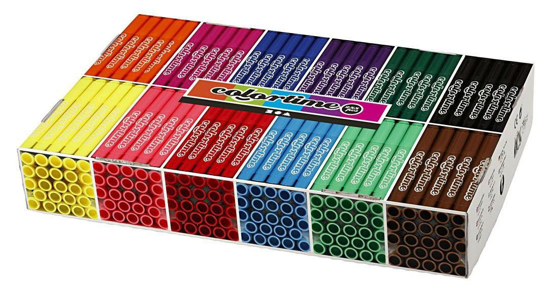 Creativ Company Colortime viltstiften met 5 lijndiktes en standaardkleuren, 288 stuks