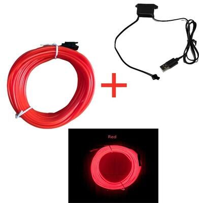 Uplift Essentials Car Interior LED EL Wiring Neon Strip red 3 M