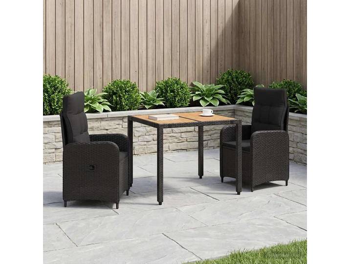 vidaXL Outdoortisch-Set 3 stk. Schwarz