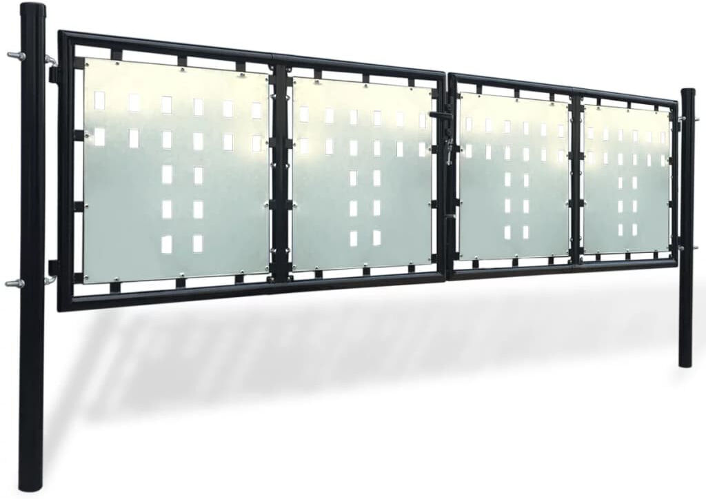 Dakota Fields Crabtree Metal Door Fence Garden Mesh Gate with Lock Patio Fencing Terrace Black 300 x 150 cm