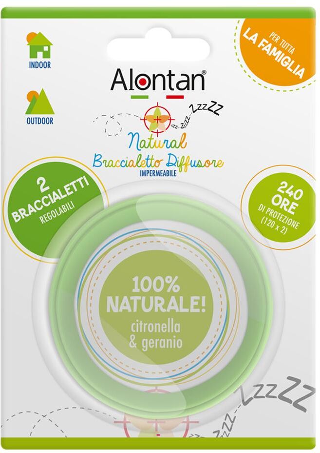 PIETRASANTA PHARMA SpA Alontan Natural Braccialetto Diffusore Antizanzare, 2 bracciali