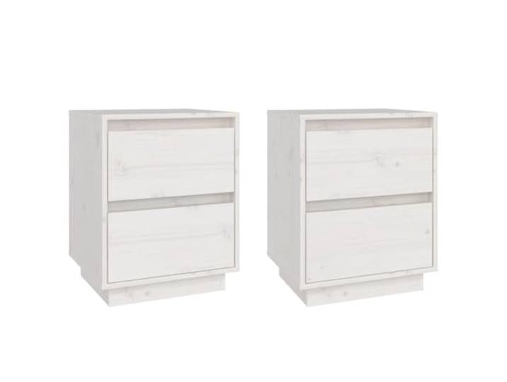 Heofavd Nachttische 2er Set Weiß 40x35x50 cm Massivholz Kiefer