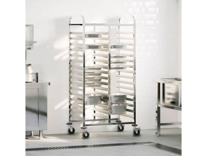 KGTKGTYER Tablettwagen Edelstahl, GN-Behälter Servierwagen, 75x55x162.5 cm Robuste Rollen mit Bremsen, Effiziente Kapazität für Großküchen