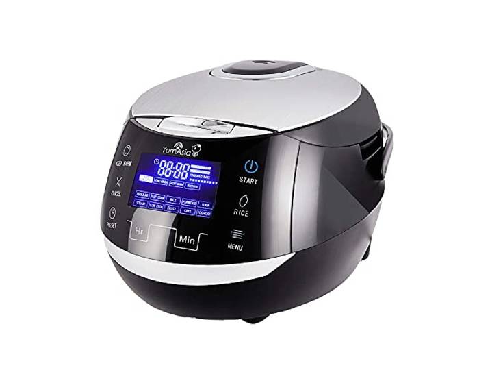 Yum Asia Sakura Reiskocher – Schwarz und Silber – 8 Tassen Ninja-Topf mit Keramikbeschichtung, Advanced Fuzzy Logic, 6 Reis-Funktionen, 6 Multifunktionen, 220–240 V (EU-Stecker)