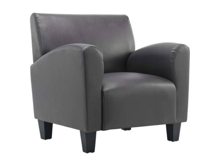 NLQMSU Grauer Kunstleder-Stuhl, widerstandsfähiger Rahmen, gepolstertes Weiches Kunstleder, ergonomischer Sitz, gepolstertes Kissen inklusive, zum Lesen, Fernsehen, Wohnzimmer, Schlafzimmer