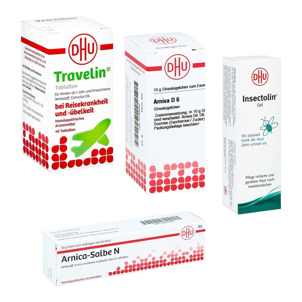 DHU-Arzneimittel GmbH & Co. KG DHU Arnica D6 Globuli, Insectolin, Travelin und Arnica Salbe 08105300