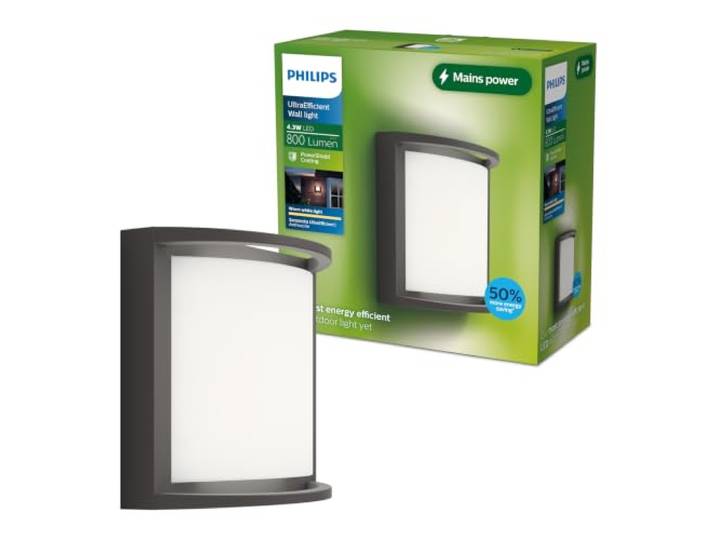Philips Outdoor Ultra-Efficient Samondra Wandleuchte 3,8W, 2700 Kelvin, IP44 wetterfest, anthrazit