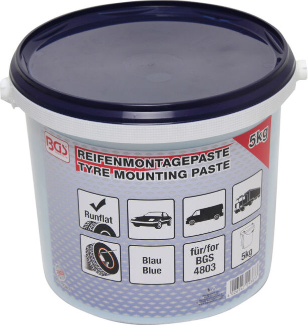 Graisse crême de montage de pneus, pour pneus run-flat bleue 5 kg BGS ; BGS technic (9383)