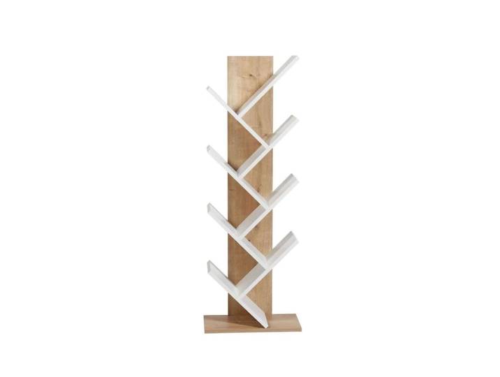 Etagère bibliothèque décor chêne et blanc h129,8 cm