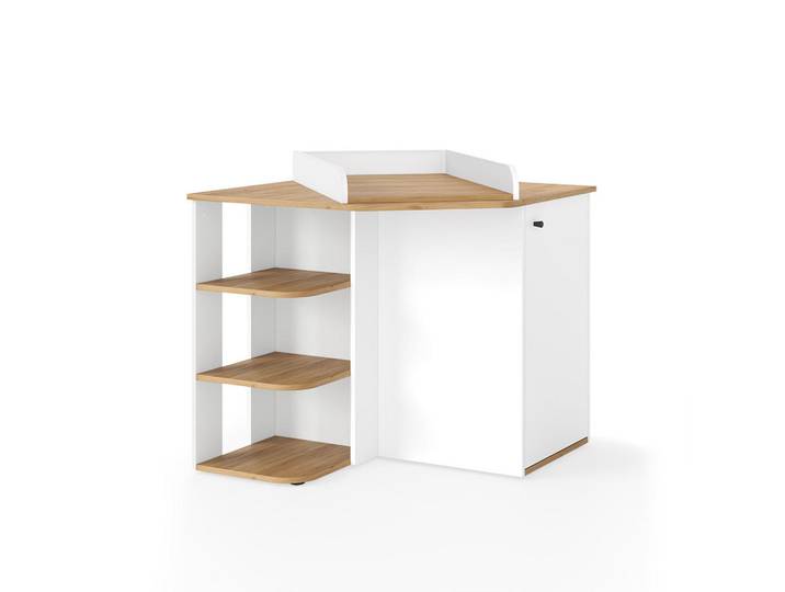 Vicco Wickelkommode Kristian Weiß/Goldkraft Eiche 85 x 77.3 cm mit Wickelaufsatz, Weiß, Eichefarben, Holzwerkstoff, 6 Fächer, Rechteckig, 85x77.3x85 cm, Baby- und Kindermöbel, Babyzimmer, Wickelkommode & Zubehör, Wickelkommoden