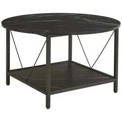 Helloshop26 - Couchtisch/Konsolentisch/Beistelltisch Durchmesser 80 x 46 cm schwarze Marmoroptik