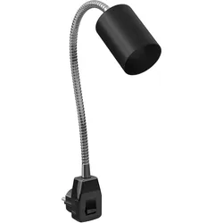 ledscom.de Steckdosenleuchte / Leselampe WAIKA, Schwanenhals, Schalter, schwarz, 1x GU10 max. 60W