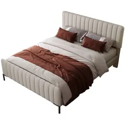 Polsterbett 140x200 cm mit verstellbarem Kopfteil – elegantes Design in Grau-Beige für höchsten Komfort