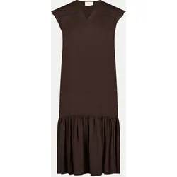 Midi Kleid mit Volants Braun 38