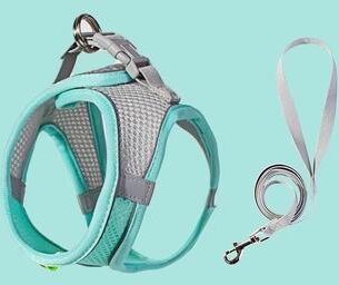 Discount Dollar Deals Adjustable Puppy Harness Set, Dog Accessories, French Bulldog, Chihuahua, Pet Leash, Dog Collar, Cat Harness Vest green m