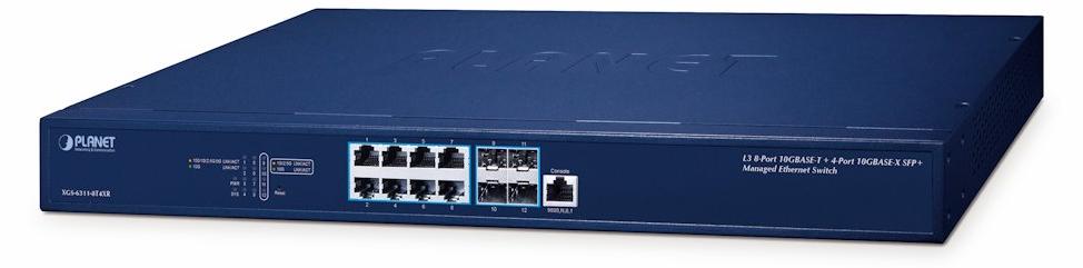 Planet XGS-6320-8X8TR L3 Managed Switch, 8x10Gb, 4x10Gb SFP+, QoS, NMS, 2x Power-In, RING